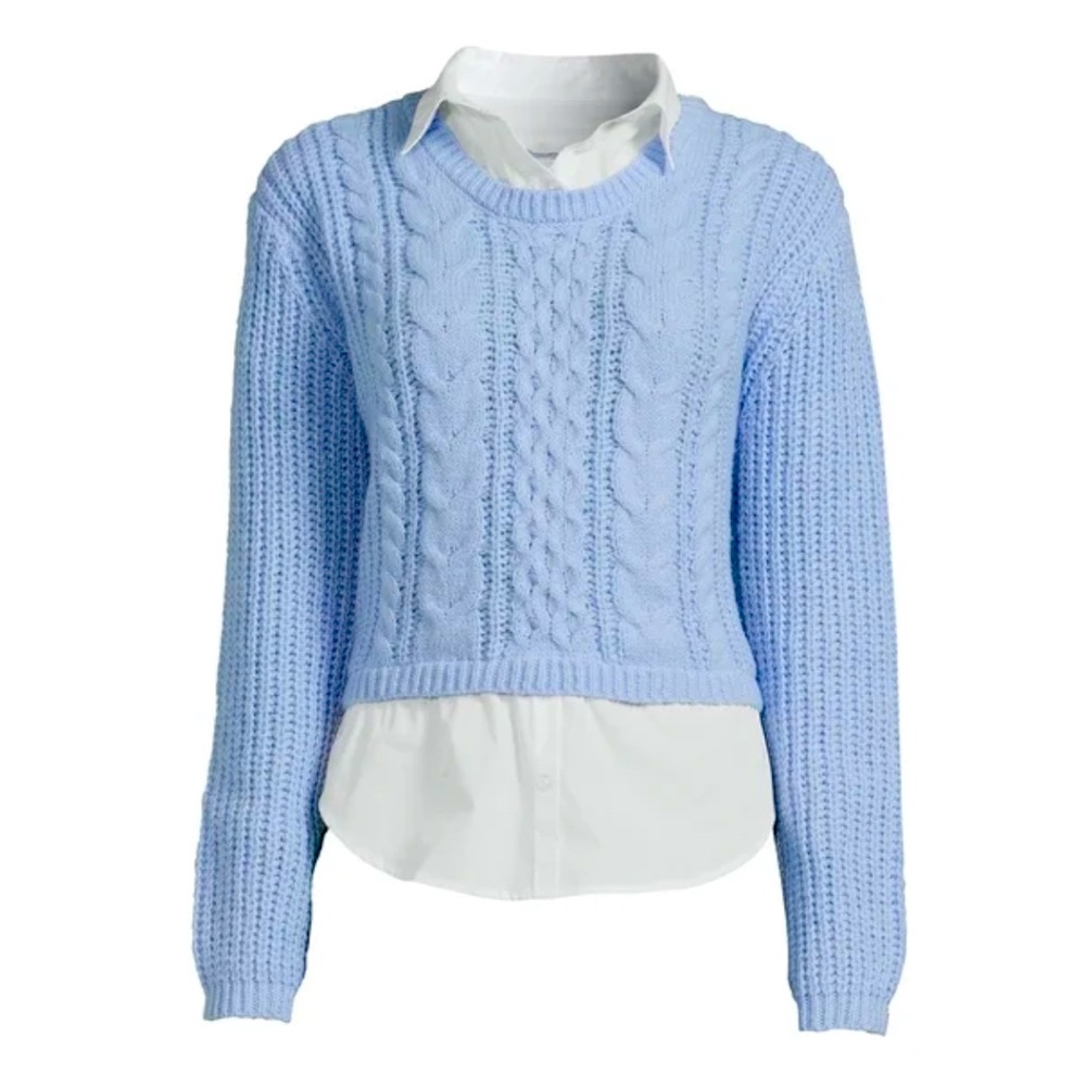 Cropped Cable Knit Sweater Twofer NWOT